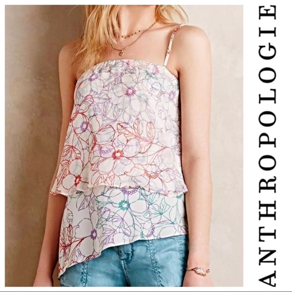 Anthropologie MAEVE Daisy Garden Tank Silk Size S - Picture 1 of 9